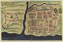 Damanské pevnosti (rukopis z knihovny v Évoře z r. 1635)