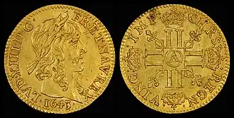 Půl louisdor Ludvíka XIII., 1643[1]