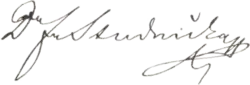 František Josef Studnička – podpis