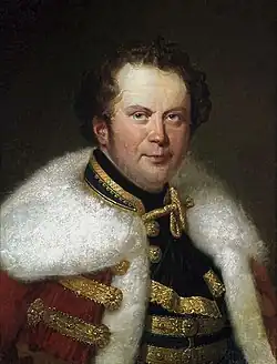 Hrabě František Brunsvik z Korompy kolem roku 1830 (obraz Heinricha Thuguta, Společnost přátel hudby, Vídeň)