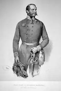 František de Paula Gundakar z Colloreda-Mansfelduu, litografie Josefa Kriehubera z roku 1850