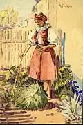 Antoš Frolka Na zahrádce (akvarel)