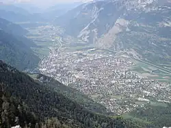 Pohled na Chur z vrchu Fürhörnli