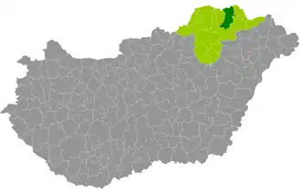 okres Gönc na mapě Maďarska