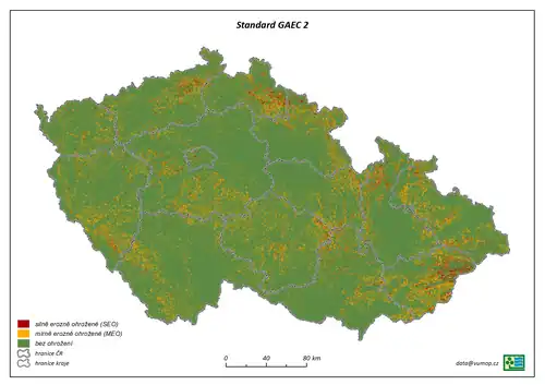 Mapa standardu DZES 5 (dříve GAEC 2) pro ČR za rok 2014