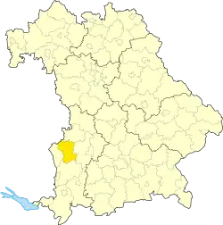 Zemský okres Dillingen an der Donau na mapě Bavorska