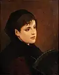 Gabriel Max – Mladá Španělka s vějířem (pravděpodobně 80. léta 19. století)