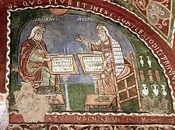 Krypta, freska zobrazující Galéna a Hippokrata