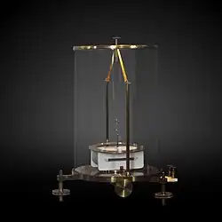 Galvanometr na výstavě v muzeu v Ženevě (Musée d'histoire des sciences de la Ville de Genève)