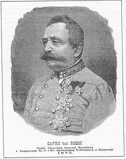 Polní zbrojmistr Gabriel baron Rodich jako místodržitel v Dalmácii (1875)