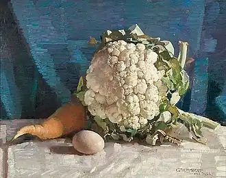 Egg and cauliflower still life