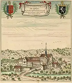 Klášter Jarcy na malbě z roku 1704