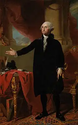 George Washington na portrétu od Gilberta Stuarta z roku 1797/1798