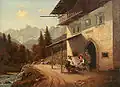 Rozhovor před chalupou (před 1862)