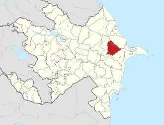 Mapa rajónu Qobustan v Ázerbájdžánu
