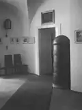 Rodný byt B. Smetany s válcovými grafitovými kamny pravděpodobně v roce 1912