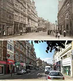 Ulice Granby Street v Leicesteru v roce 1903 a 2009