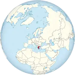 Map showing Greece in an orthographic projection