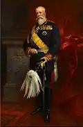 Bádenská velkovévoda Fridrich I. (1826–1907) v galauniformě s velkostuhou Řádu věrnosti a hvězdou