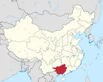 Čuangská autonomní oblast Kuang-si na mapě
