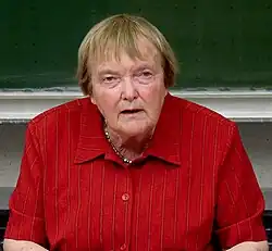 Gudrun při čtení na univerzitě v Bielefeldu, květen 2008