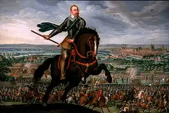 Gustav Adolf v bitvě u Breitenfeldu od Johanna Jakoba Walthera, 1632