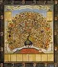 Tzv. Habsburský páv z roku 1555, zobrazující znaky jednotlivých ovládaných území.