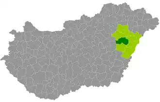 okres Hajdúszoboszló na mapě Maďarska
