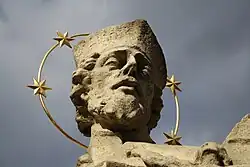 Detail sochy sv. Jana Nepomuckého v Třebíči