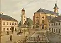 náves v Branné, malba Heinricha Dreschera, 1891