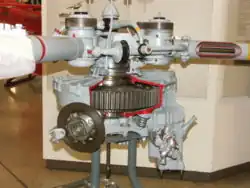 Detailní záběr na transmisi vrtulníku