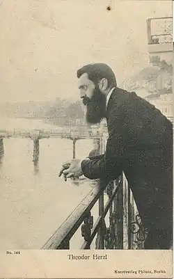 Theodor Herzl v Basileji, 1901, fotografie reprodukovaná jako pohlednice