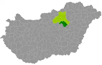 okres Heves na mapě Maďarska