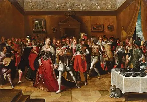 Festivalová společnost, olej na plátně, 49,5 x 71 cm