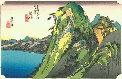 Tisk č. 11: Vysoké skály u jezera Hakone