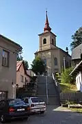 kostel Narození Panny Marie v Hlinsku z Husovy ulice