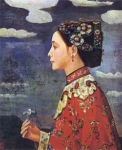 Orchidej, olej na plátně, Takedži Fudžišima, 1926