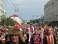 Baškirové v hlavním městě Baškortostánu Ufě v národním kroji