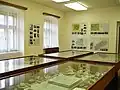 Vitriny s minerály v muzejní expozici
