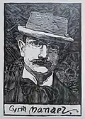František Hoplíček Portrét Cyrila Mandela (dřevoryt, 1920)