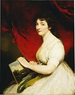 Miss Mary Linwood, kolem roku 1800, John Hoppner V&A Museum
