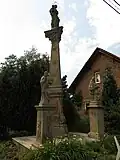 Horní Libchavy, sochy Panna Marie Immaculata, svatý Jan Nepomucký, svatý Metoděj.JPG