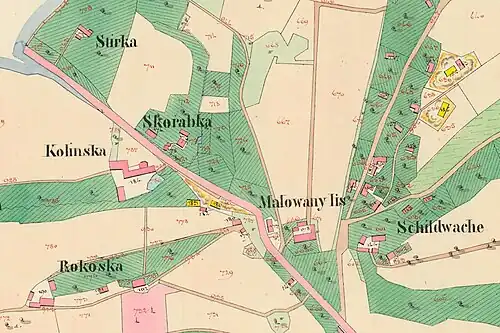 Horní Libeň na Císařském otisku mapy Stabilního katastru z roku 1841