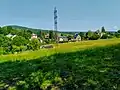 Pohled z lesa na ulici Bynovskou