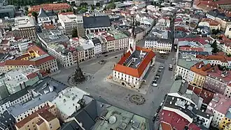 Letecký pohled na olomoucké Horní náměstí.