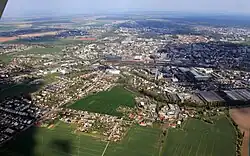 Letecký snímek Hradce Králové ze severozápadu
