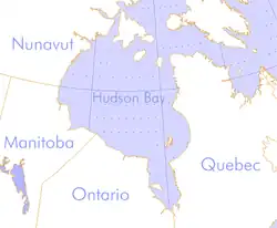 Mapa Hudsonova zálivu
