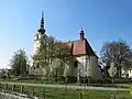 pohled na kostel sv. Václava od říčky Rusavy