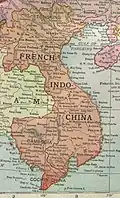 Mapa Francouzská Indočína v roce 1913
