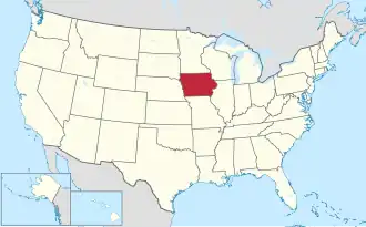 Iowa na mapě USA